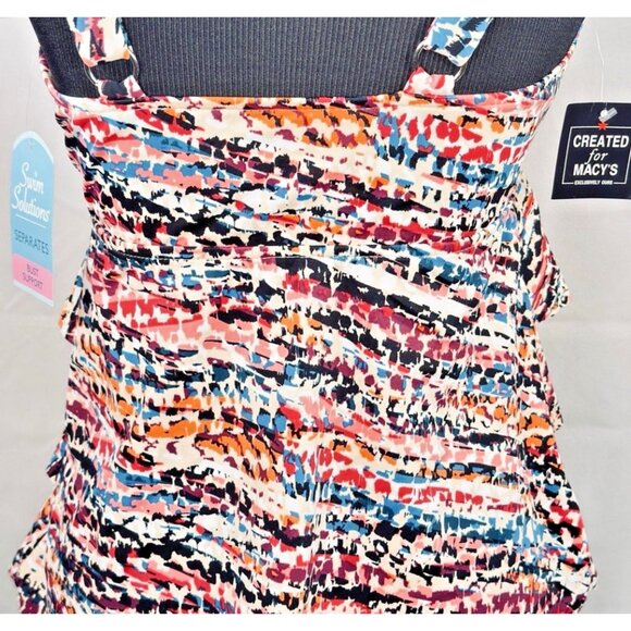Swim Solutions Hot Rock Printed Tiered Tankini Size 8 - Picture 7 of 8